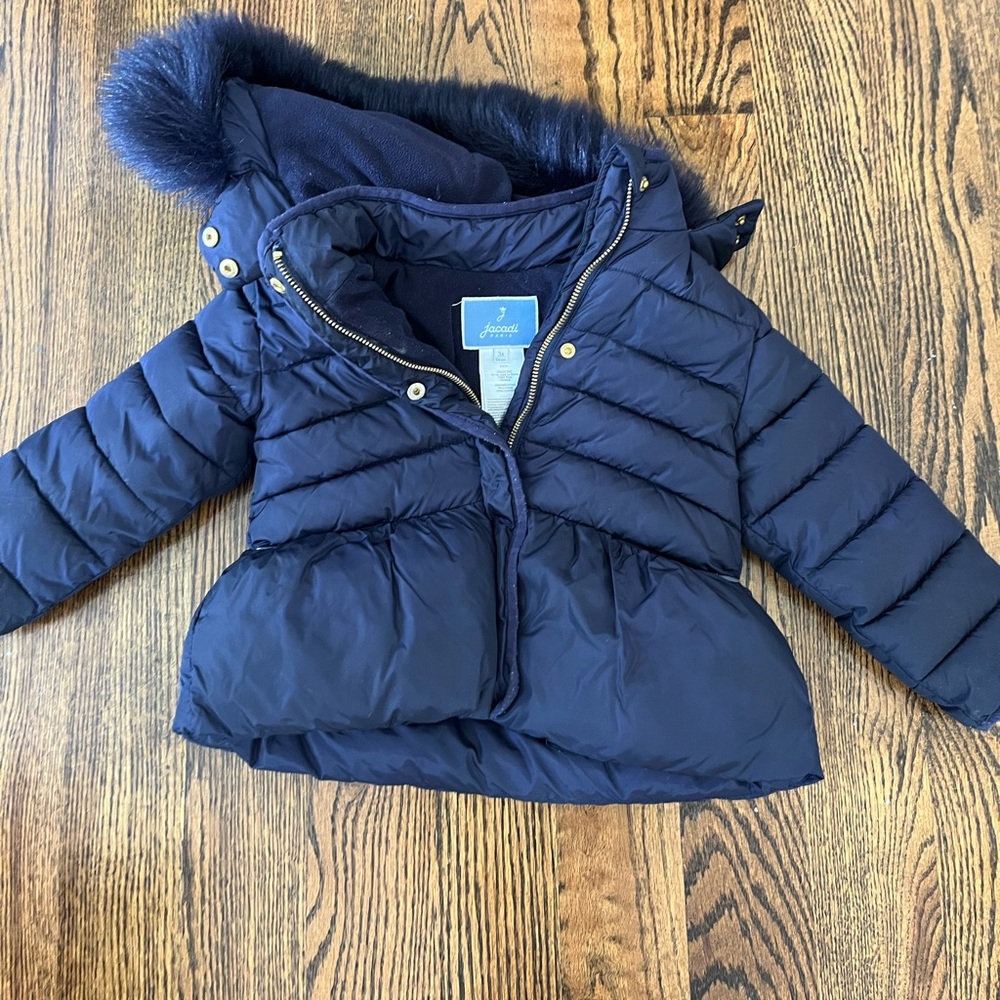JACADI WINTER JACKET GIRLS NAVY 3T